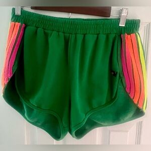 New Aviator Nation size Large Green Neon Stripe Women’s Jogger Shorts